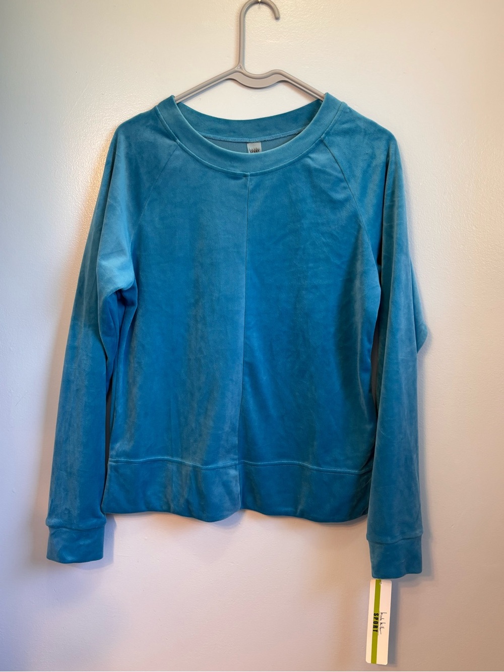 Nicole Miller Sport Teal Velour Crewneck Pullover. Sz M. NWT
